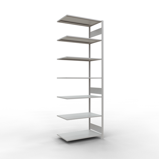 Schulte Lagertechnik Stecksystem Anbauregal MULTIplus150 mit Längenriegel - Metall - RAL 7035 Lichtgrau