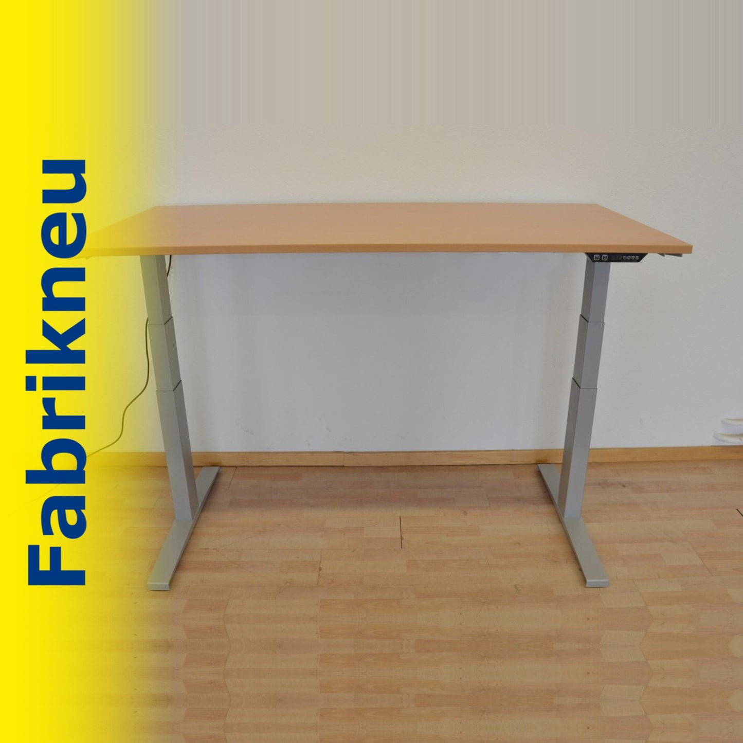 MC Office Shop MC Stand V2 Sitz-Steh Schreibtisch 1600 x 800mm - Gestell Silbergrau - Tischplatte Buchendekor