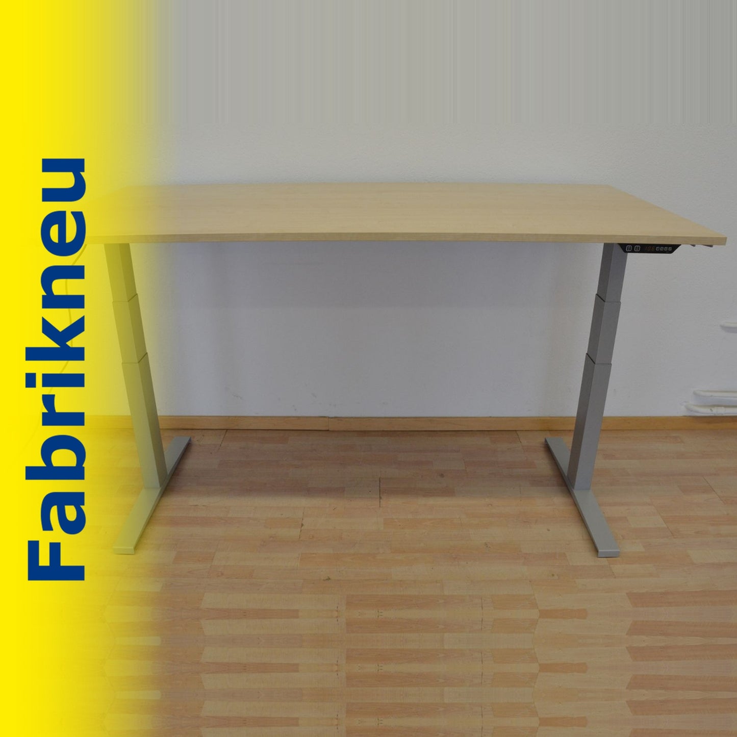 MC Office Shop MC Stand V2 Sitz-Steh Schreibtisch 1800 x 900mm - Gestell Silbergrau - Tischplatte Ahorndekor