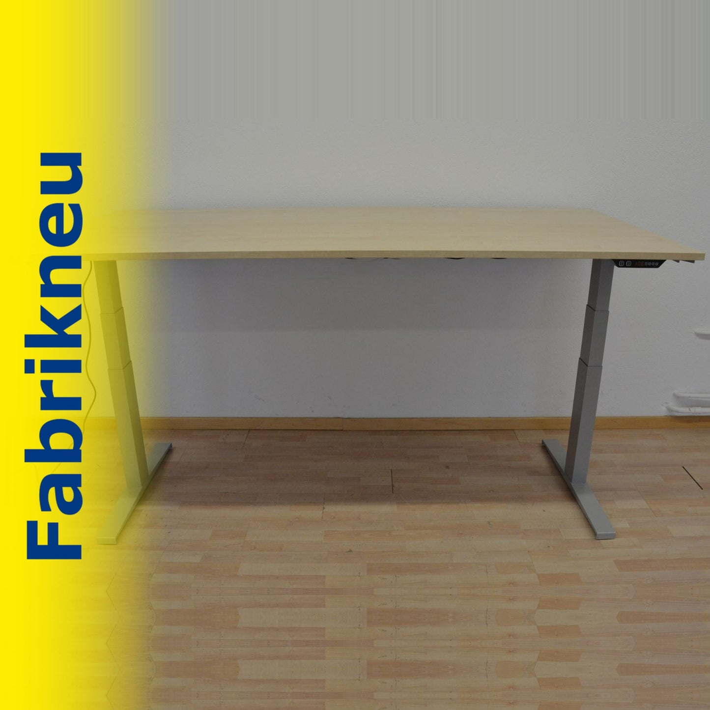 MC Office Shop MC Stand V2 Sitz-Steh Schreibtisch 2000 x 1000mm - Gestell Silbergrau - Tischplatte Ahorndekor