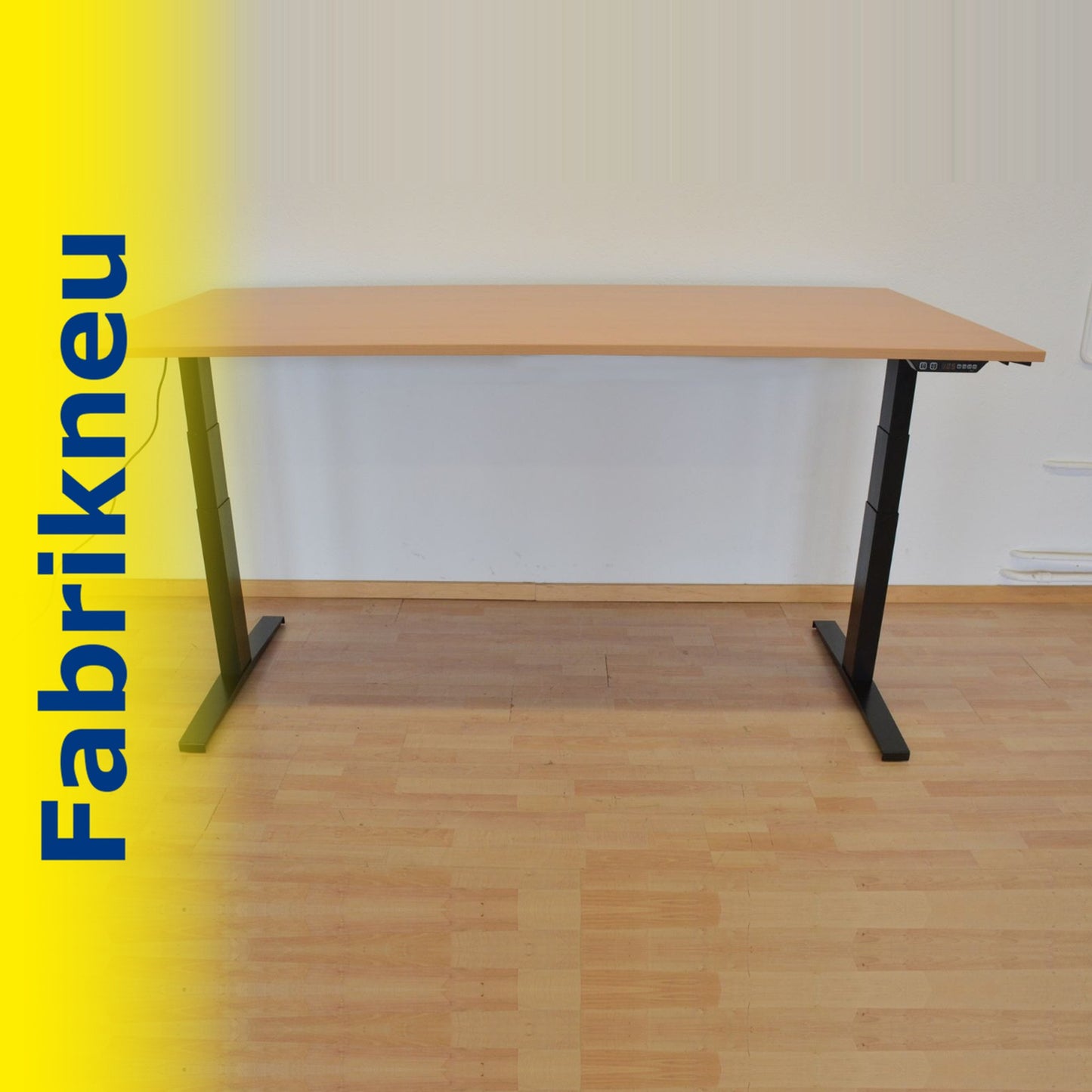 MC Office Shop MC Stand V2 Sitz-Steh Schreibtisch 2000 x 1000mm - Gestell Schwarz - Tischplatte Buchendekor