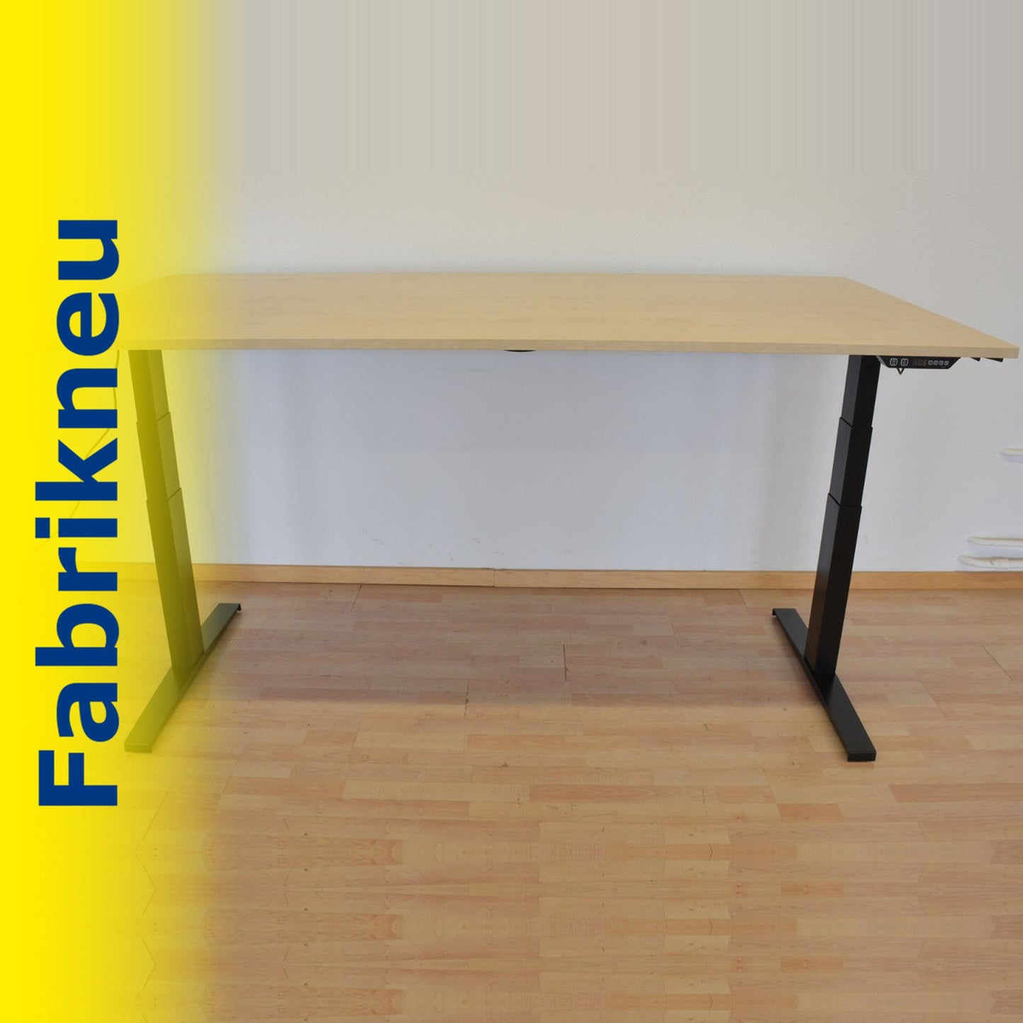 MC Office Shop MC Stand V2 Sitz-Steh Schreibtisch 2000 x 1000mm - Gestell Schwarz - Tischplatte Ahorndekor