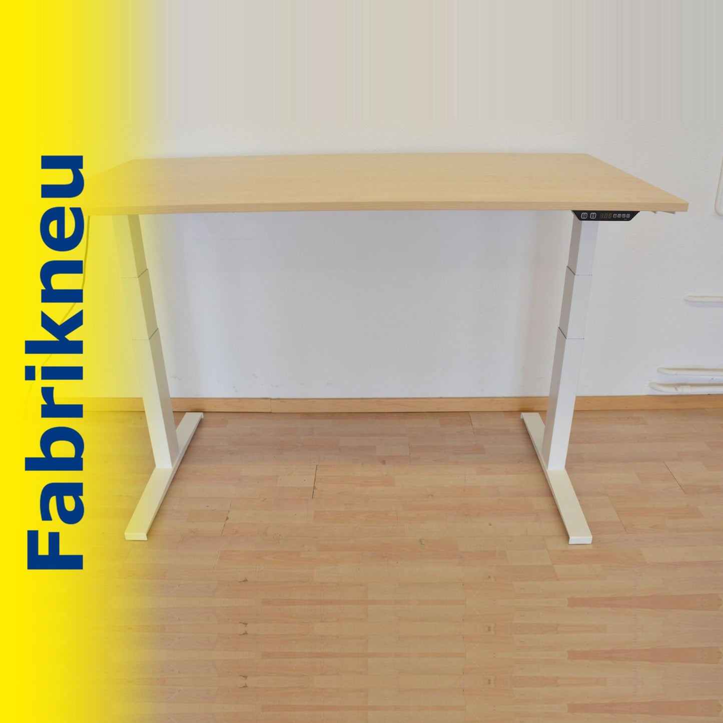 MC Office Shop MC Stand V2 Sitz-Steh Schreibtisch 1600 x 800mm - Gestell Weiss - Tischplatte Ahorndekor