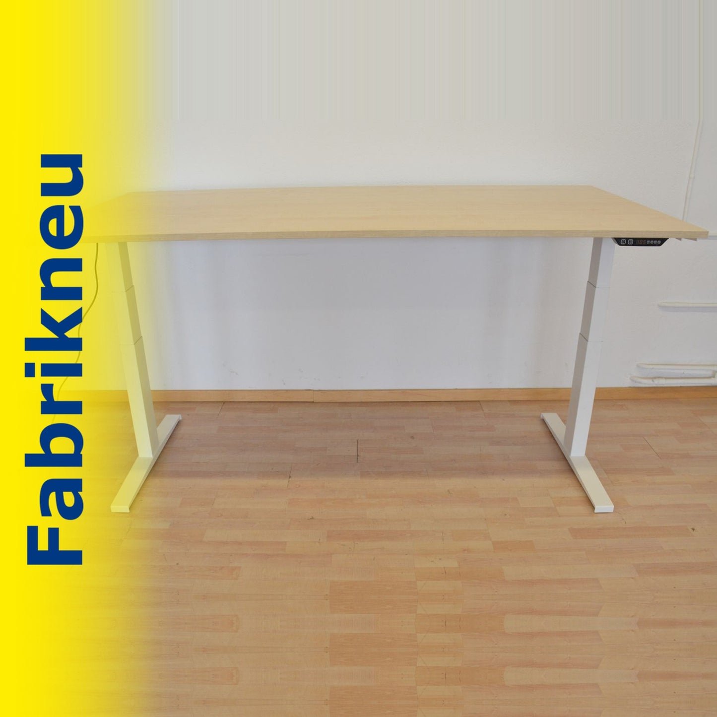 MC Office Shop MC Stand V2 Sitz-Steh Schreibtisch 2000 x 1000mm - Gestell Weiss - Tischplatte Ahorndekor