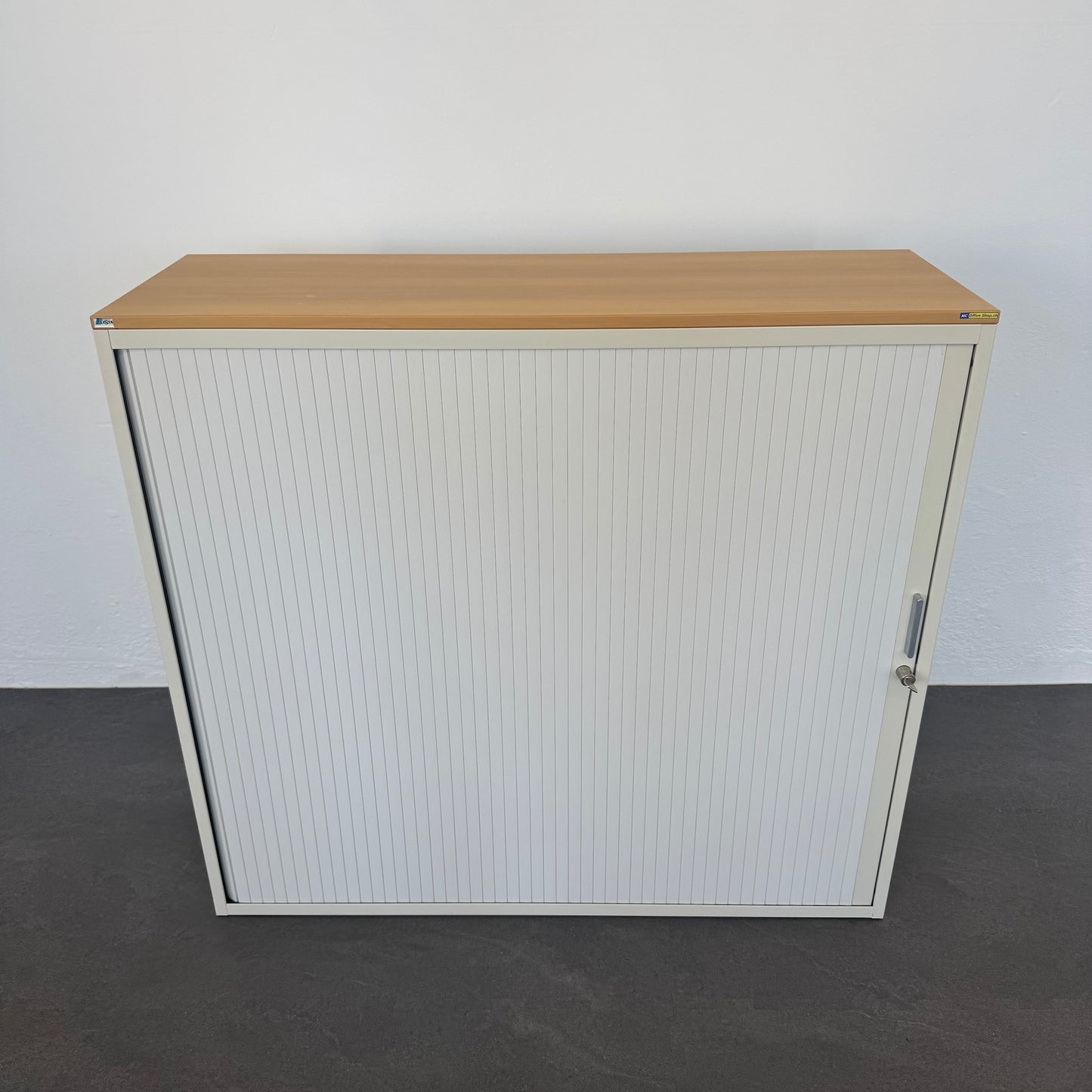 Lista Office Storage Lateralschrank Metall Weiss mit Holzdeckblatt