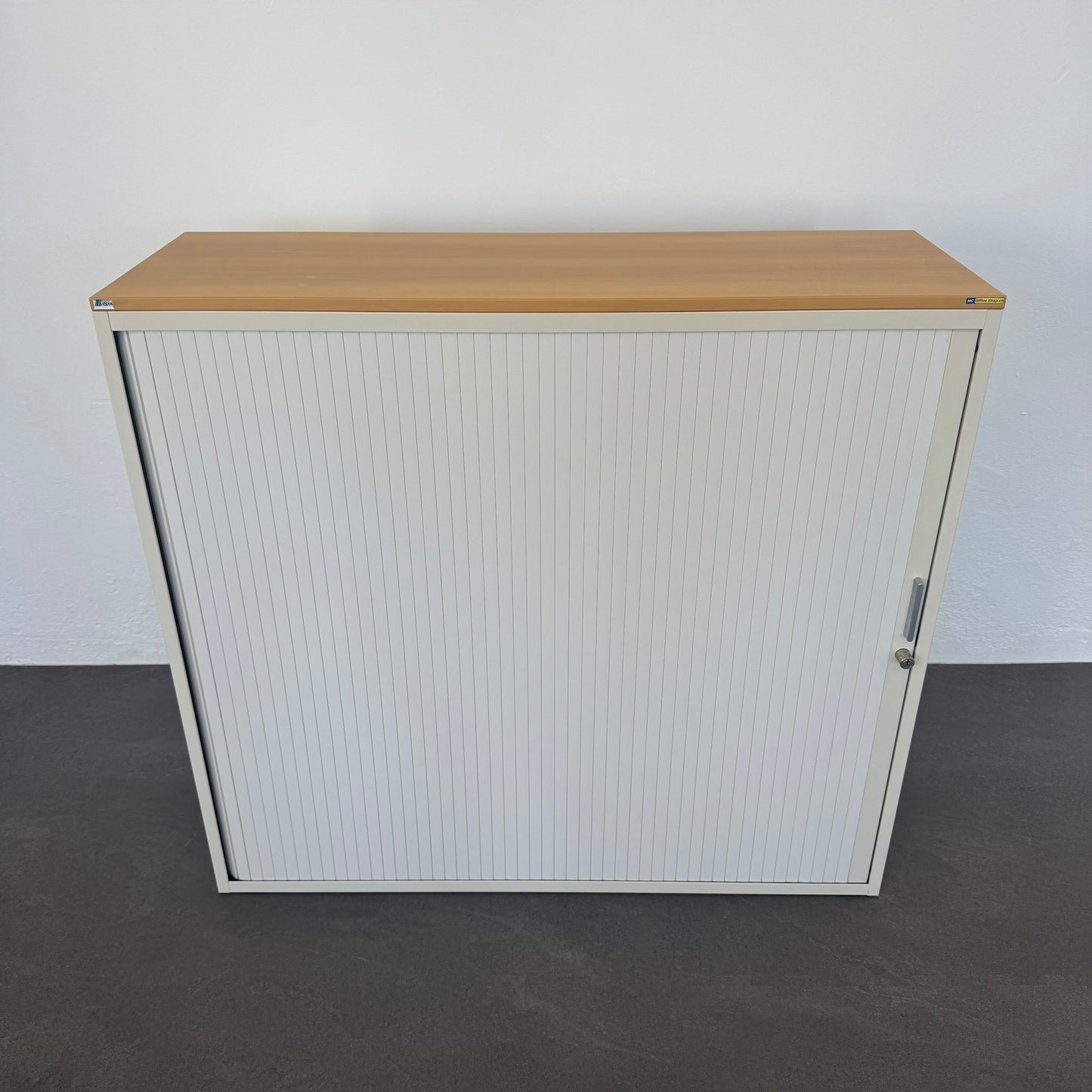 Lista Office Storage Lateralschrank Metall Weiss mit Holzdeckblatt