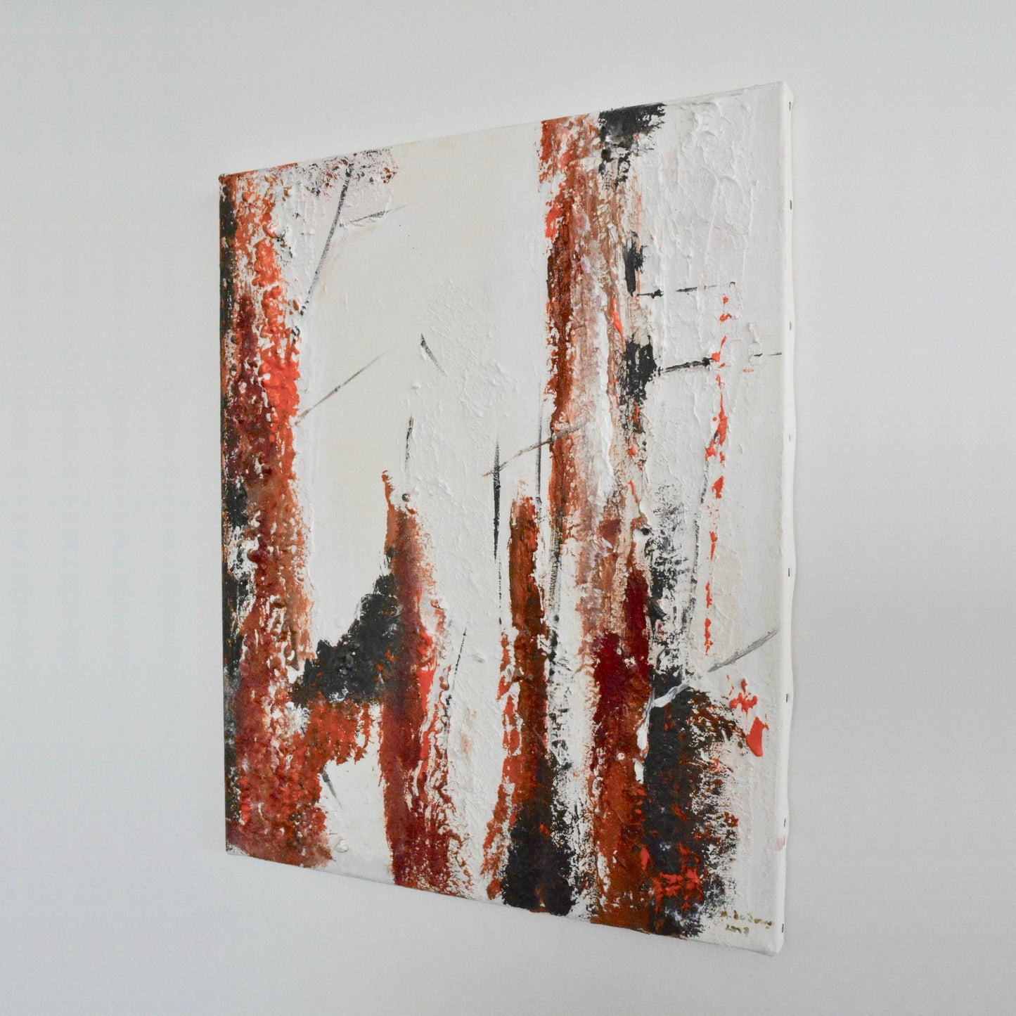 Imitation: Orange - Schwarz Abstrakt Nr. 1 - Gemaltes Bild von links