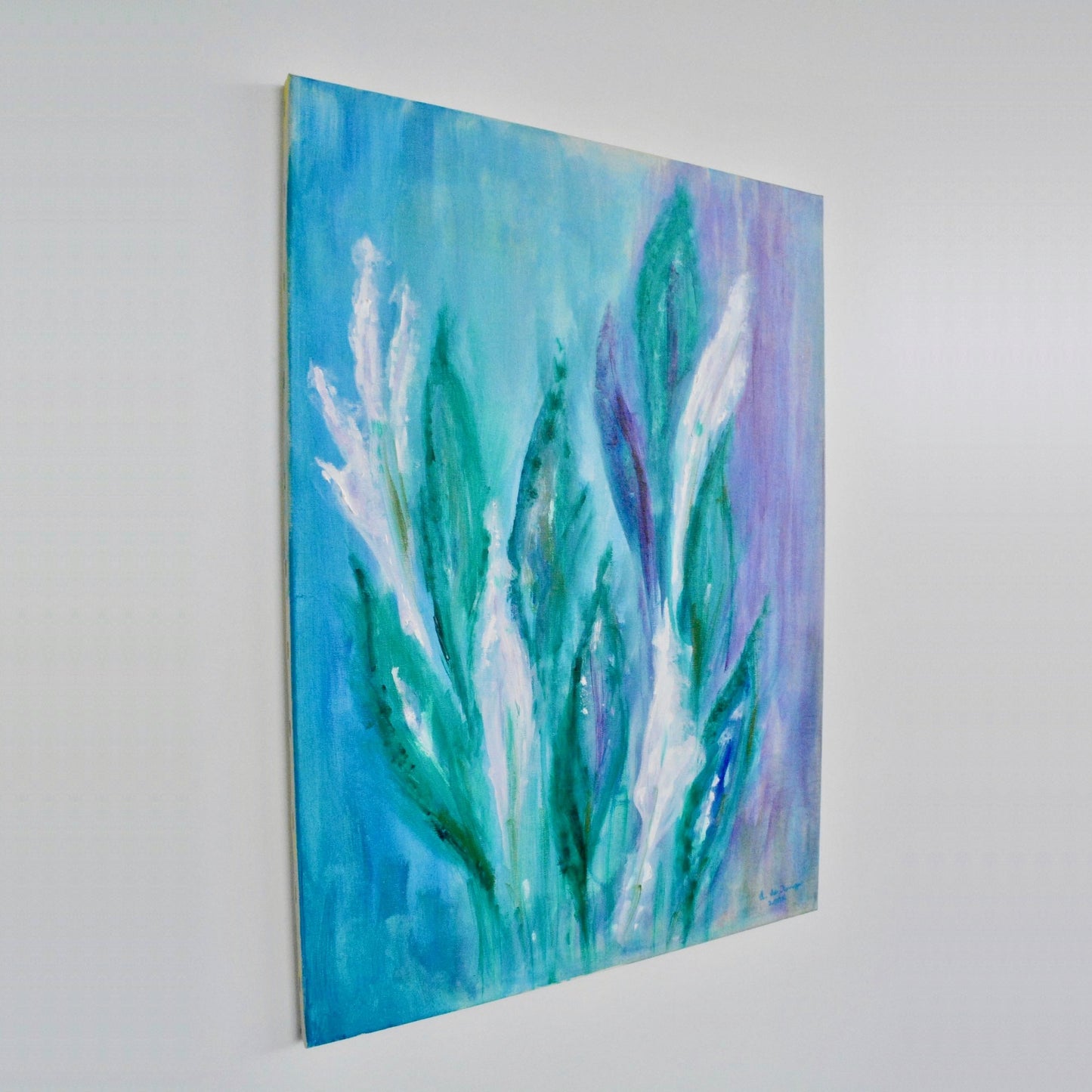 Gemaltes Bild - Unterwasser Blume von links