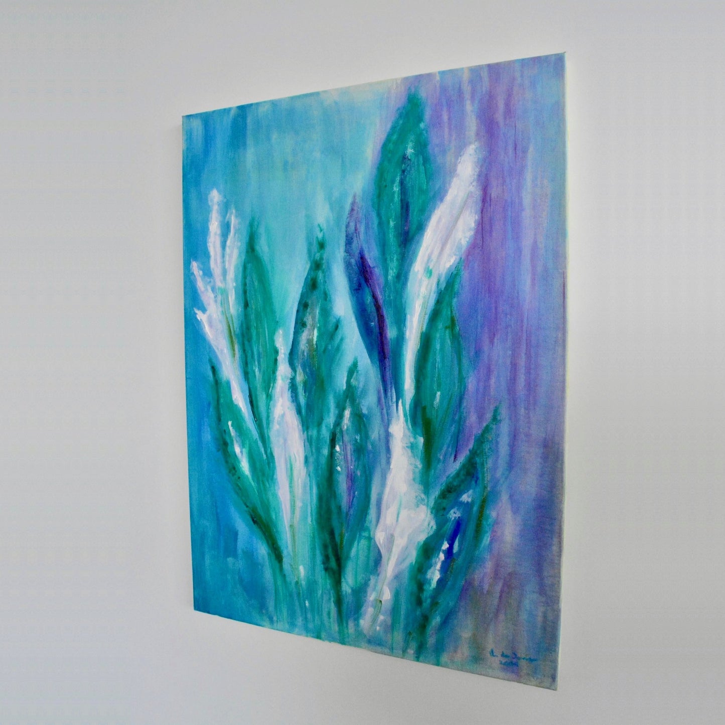 Gemaltes Bild - Unterwasser Blume von rechts
