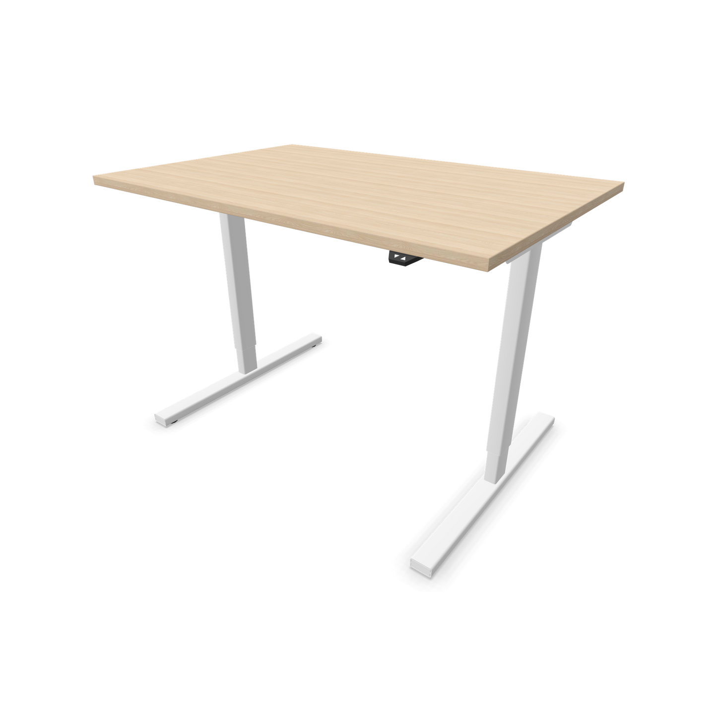 Narbutas Easy Sitz-Steh-Schreibtisch 1200x800mm, Gestell Weiss, Tischplatte Eschendekor sandbeige mit Struktur