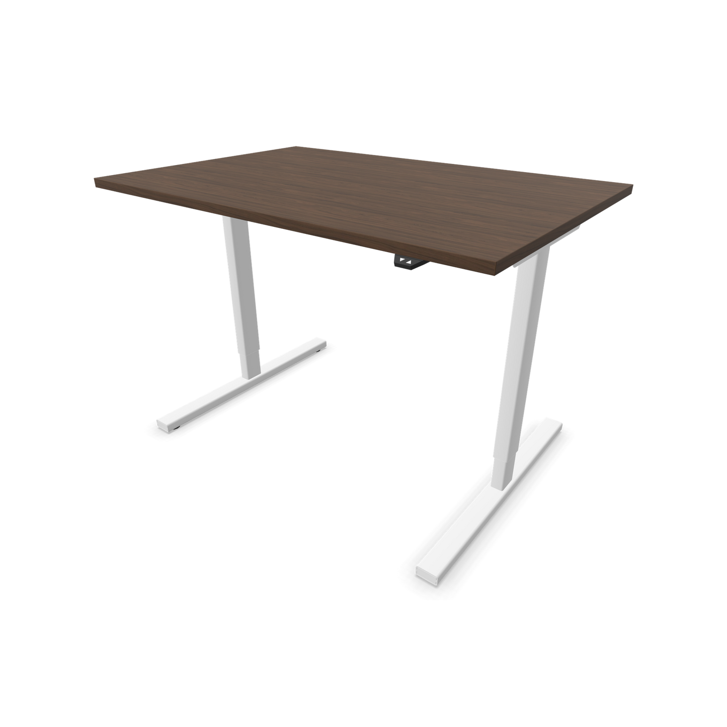 Narbutas Easy Sitz-Steh-Schreibtisch 1200x800mm, Gestell Weiss, Tischplatte Walnussdekor dunkel mit Struktur