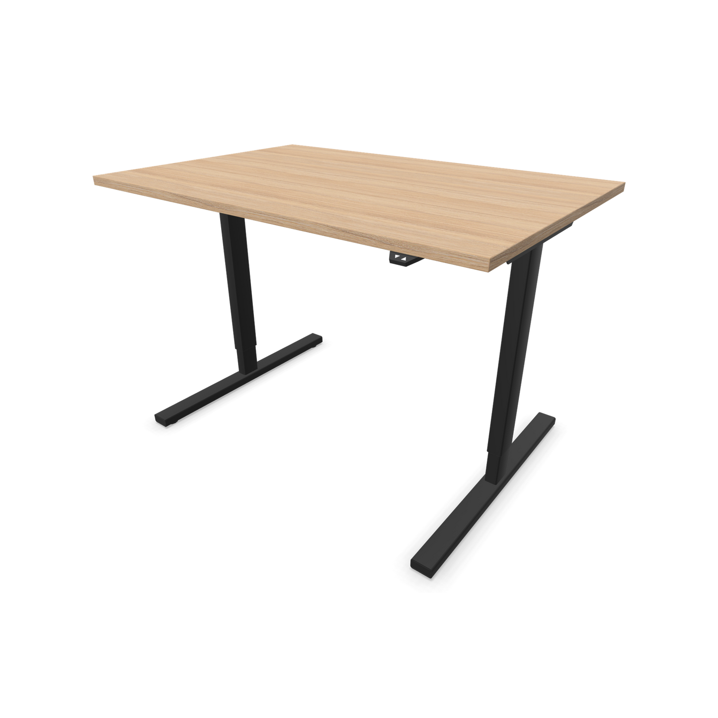 Narbutas Easy Sitz-Steh-Schreibtisch 1200x800mm, Gestell Schwarz, Tischplatte Bernsteineichendekor mit Struktur