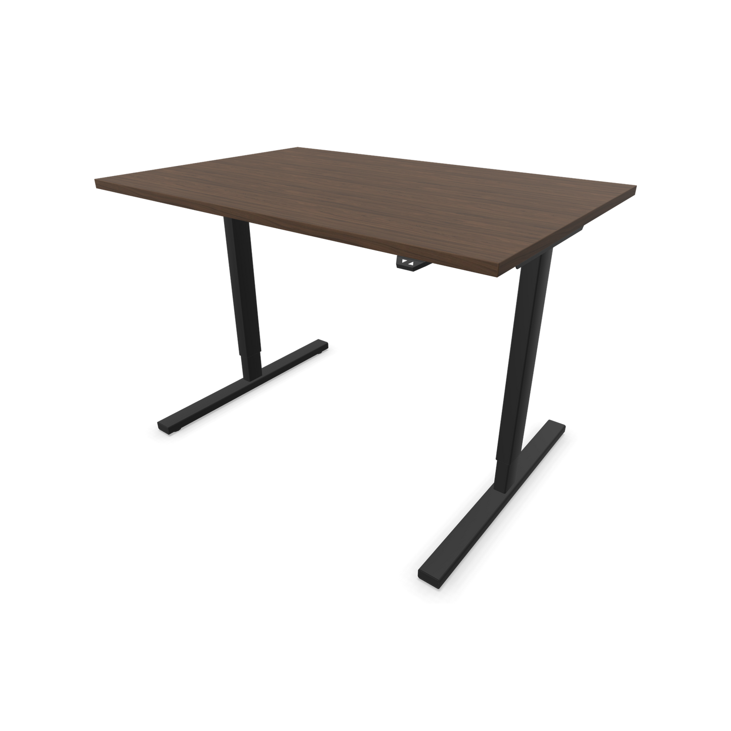 Narbutas Easy Sitz-Steh-Schreibtisch 1200x800mm, Gestell Schwarz, Tischplatte Walnussdekor dunkel mit Struktur