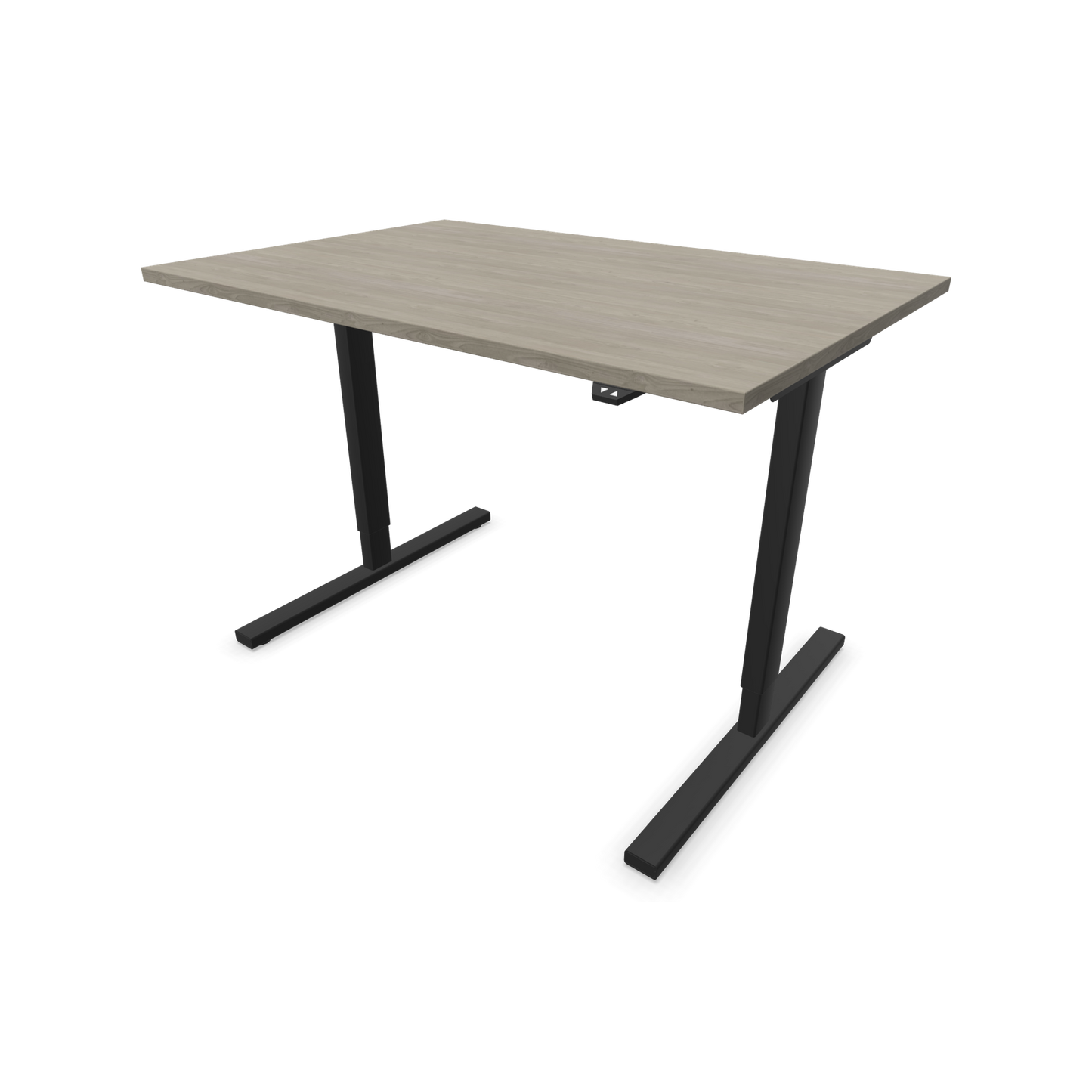 Narbutas Easy Sitz-Steh-Schreibtisch 1200x800mm, Gestell Schwarz, Tischplatte Holzdekor grau mit Struktur
