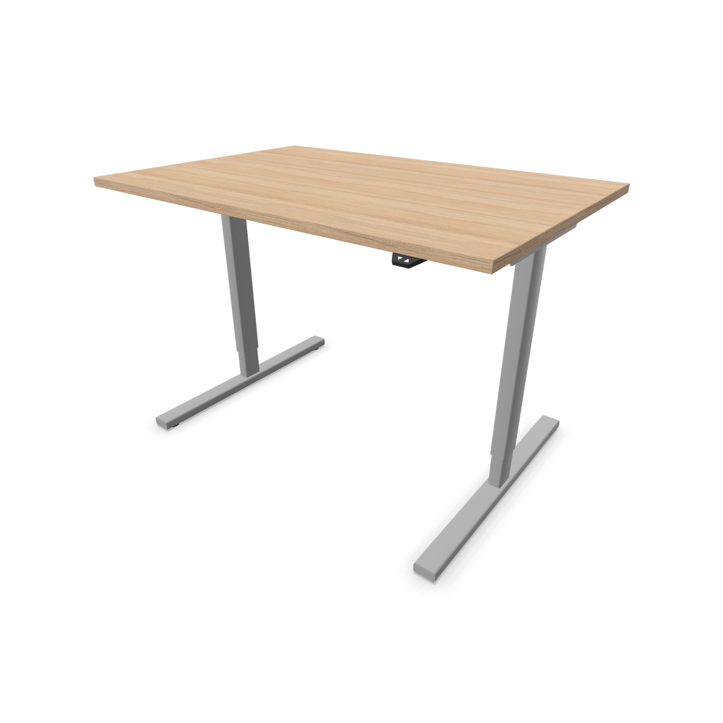 Narbutas Easy Sitz-Steh-Schreibtisch 1200x800mm, Gestell Silbergrau, Tischplatte Bernsteineichendekor mit Struktur
