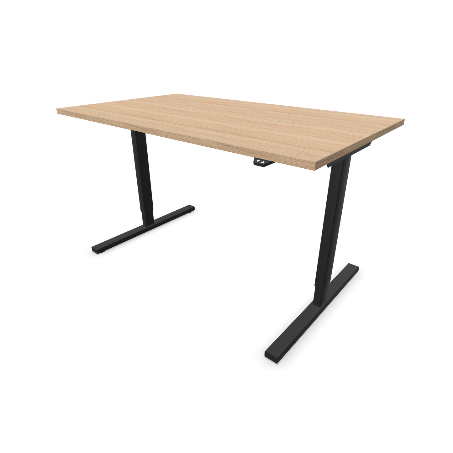 Narbutas Easy Sitz-Steh-Schreibtisch 1400x800mm, Gestell Schwarz, Tischplatte Bernsteineichendekor mit Struktur