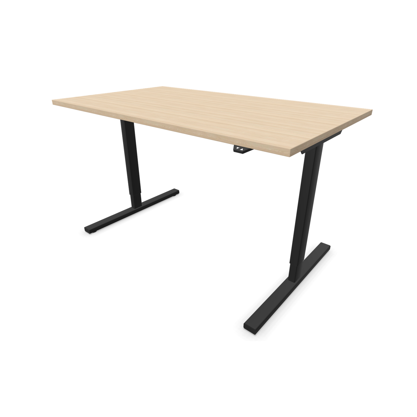 Narbutas Easy Sitz-Steh-Schreibtisch 1400x800mm, Gestell Schwarz, Tischplatte Eschendekor sandbeige mit Struktur