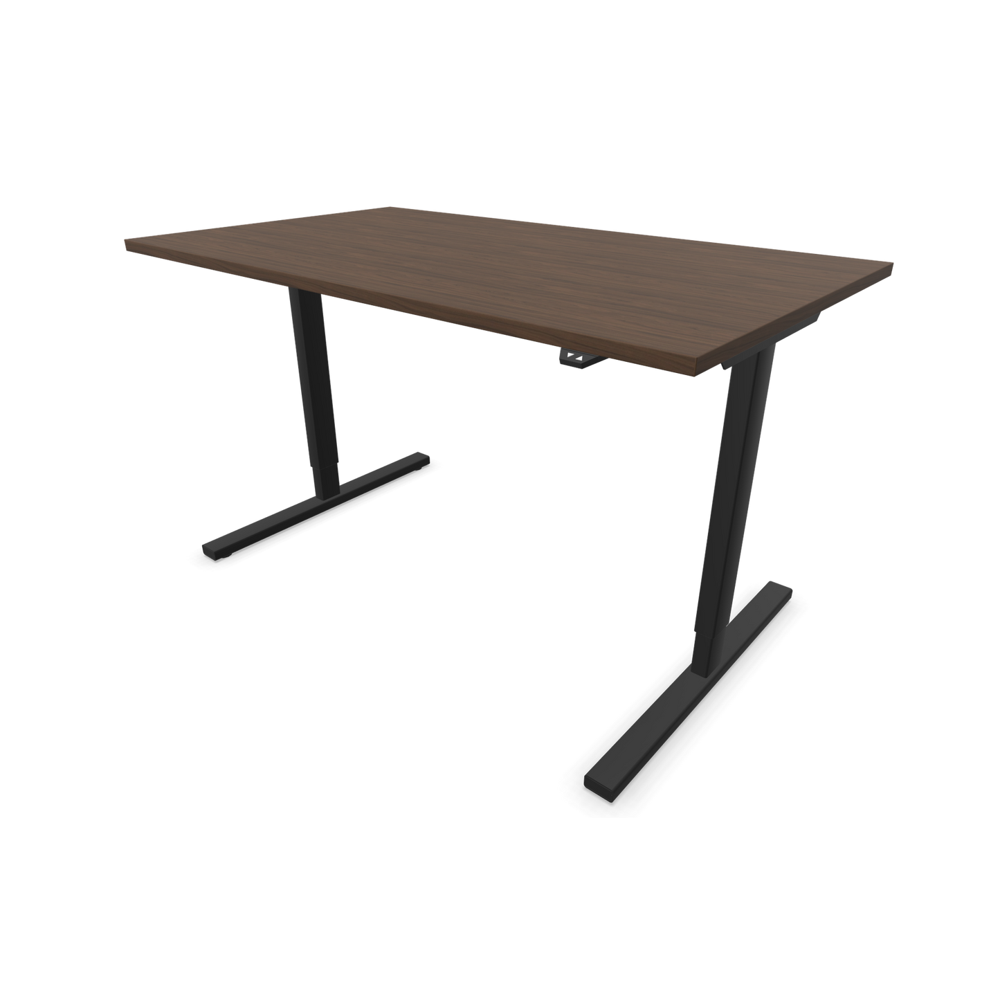 Narbutas Easy Sitz-Steh-Schreibtisch 1400x800mm, Gestell Schwarz, Tischplatte Walnussdekor dunkel mit Struktur