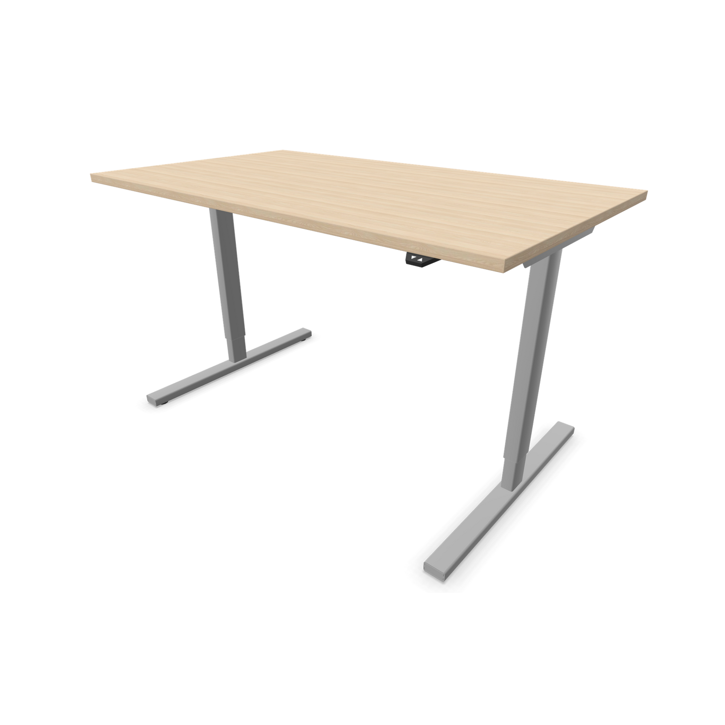 Narbutas Easy Sitz-Steh-Schreibtisch 1400x800mm, Gestell Silbergrau, Tischplatte Eschendekor sandbeige mit Struktur