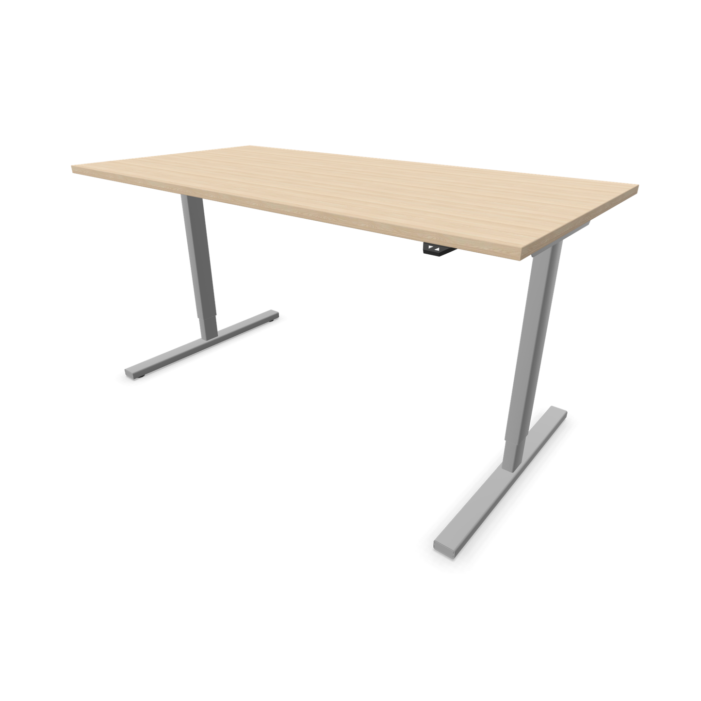 Narbutas Easy Sitz-Steh-Schreibtisch 1600x800mm, Gestell Silbergrau, Tischplatte Eschendekor sandbeige mit Struktur