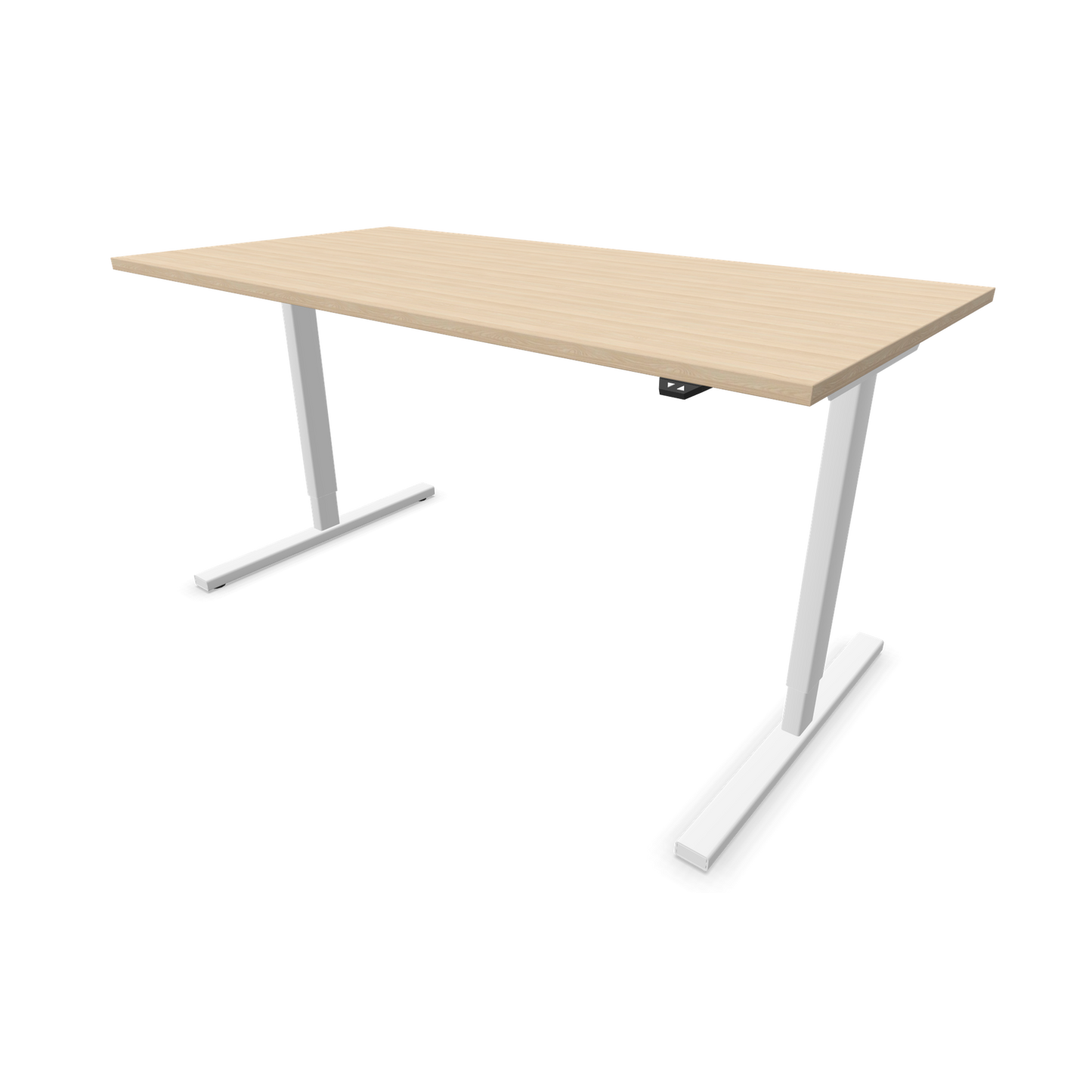 Narbutas Easy Sitz-Steh-Schreibtisch 1600x800mm, Gestell Weiss, Tischplatte Eschendekor sandbeige mit Struktur