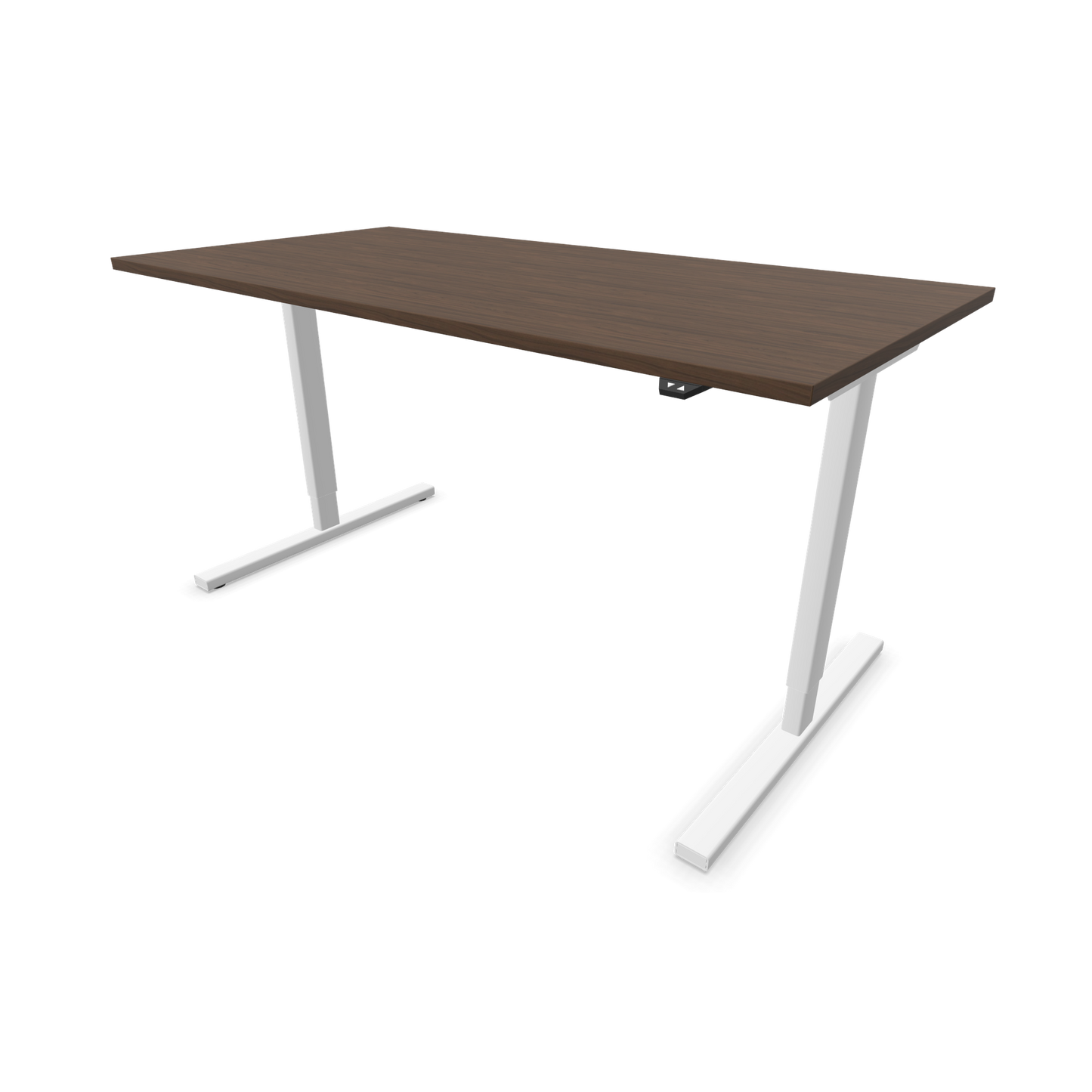 Narbutas Easy Sitz-Steh-Schreibtisch 1600x800mm, Gestell Weiss, Tischplatte Walnussdekor dunkel mit Struktur