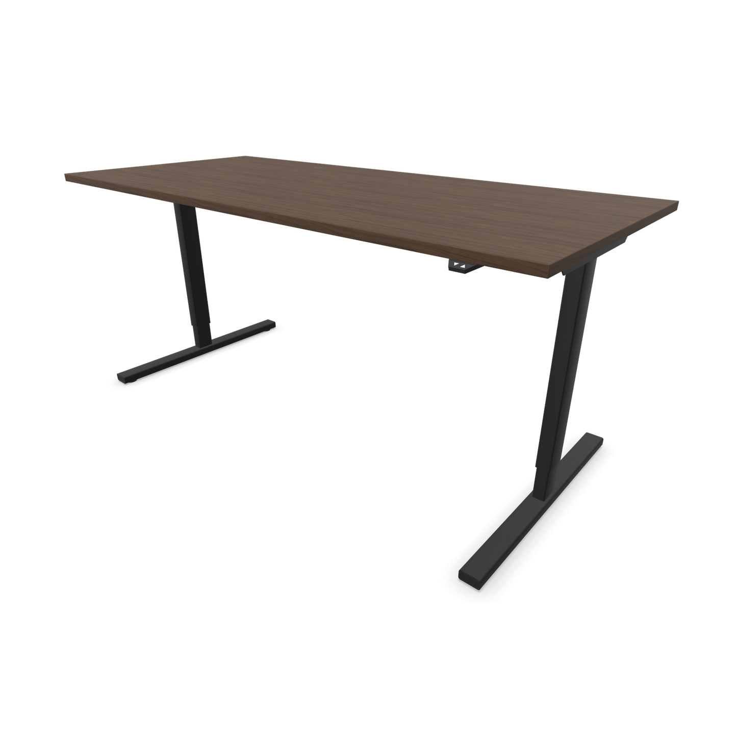 Narbutas Easy Sitz-Steh-Schreibtisch 1800x800mm, Gestell Schwarz, Tischplatte Walnussdekor dunkel mit Struktur