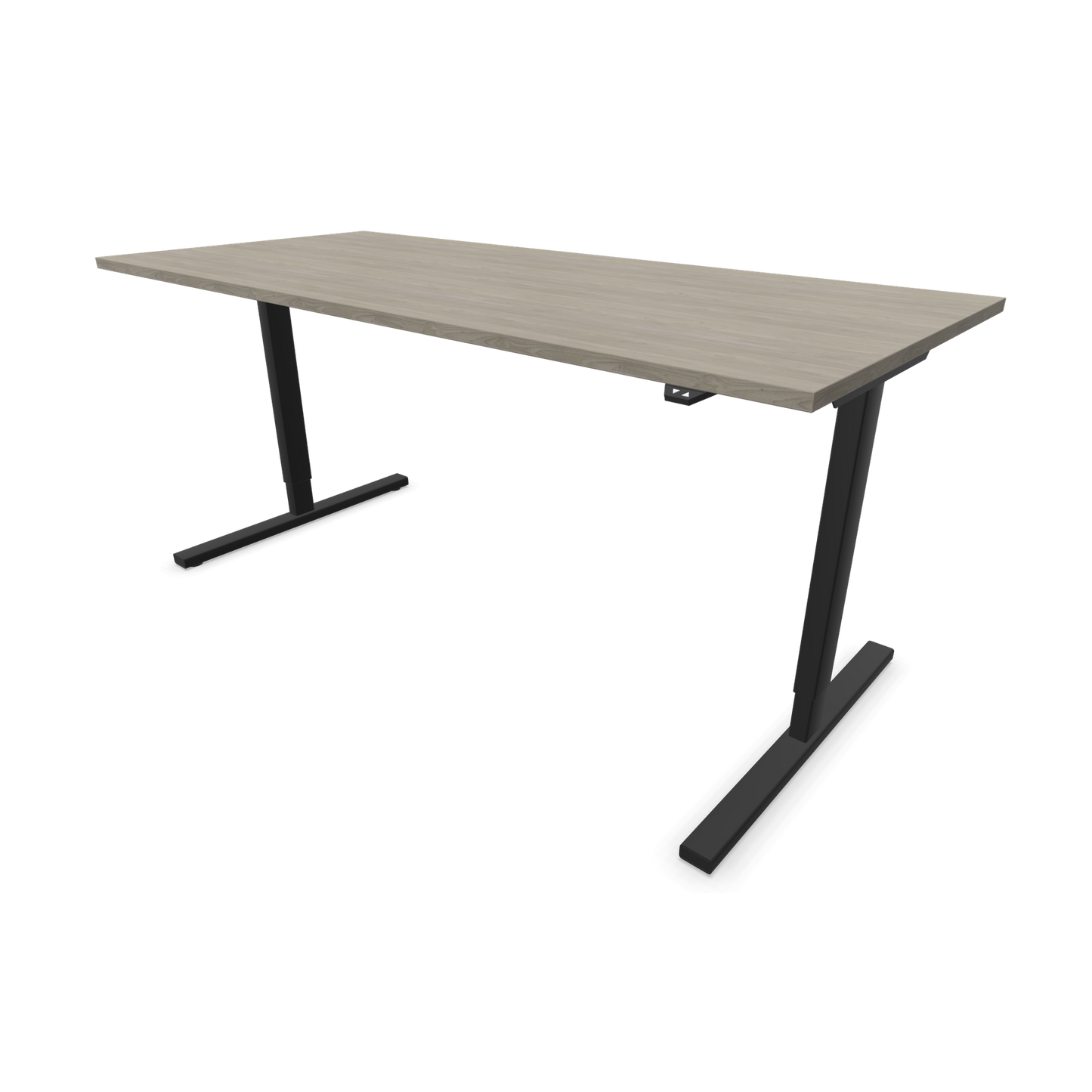 Narbutas Easy Sitz-Steh-Schreibtisch 1800x800mm, Gestell Schwarz, Tischplatte Holzdekor grau mit Struktur