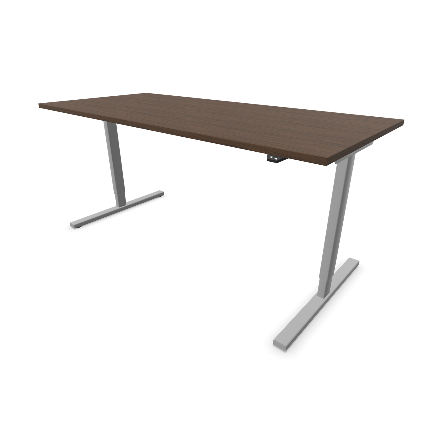 Narbutas Easy Sitz-Steh-Schreibtisch 1800x800mm, Gestell Silbergrau, Tischplatte Walnussdekor dunkel mit Struktur