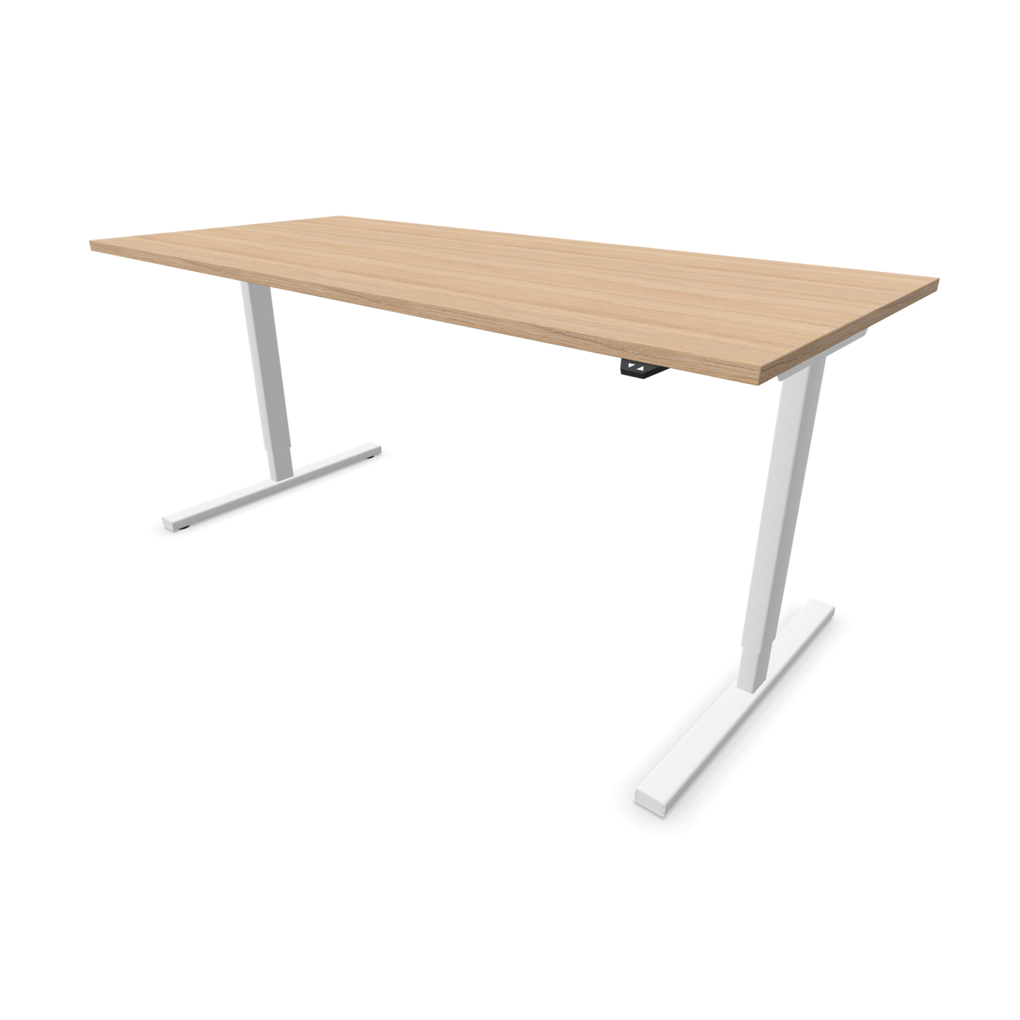 Narbutas Easy Sitz-Steh-Schreibtisch 1800x800mm, Gestell Weiss, Tischplatte Bernsteineichendekor mit Struktur