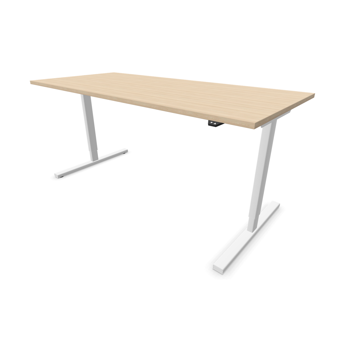 Narbutas Easy Sitz-Steh-Schreibtisch 1800x800mm, Gestell Weiss, Tischplatte Eschendekor sandbeige mit Struktur