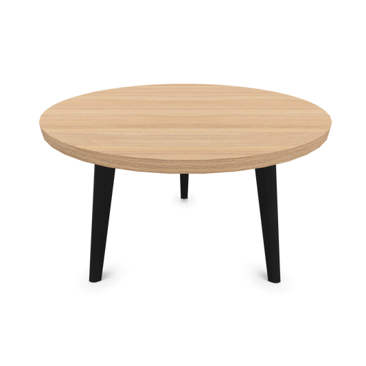 Narbutas Nova Wood Couchtisch Rund - Füsse Esche Schwarz - Tischplatte Bernsteineichendekor Frontansicht - 6020036