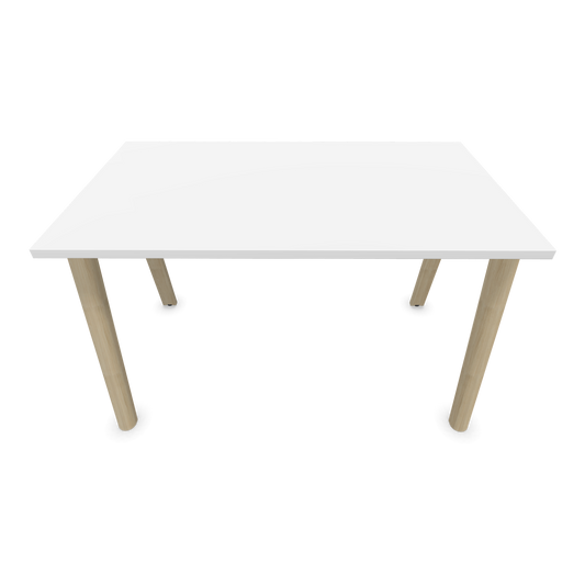 Narbutas Nova Wood Schreibtisch Gestell Esche Natur - 1200x700mm - Tischplatte Weiss Frontansicht - 6020611
