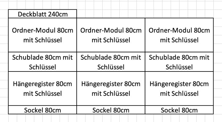 Denz D3 Sideboard MDF Hellgrau 2400 mm breit - 6028559