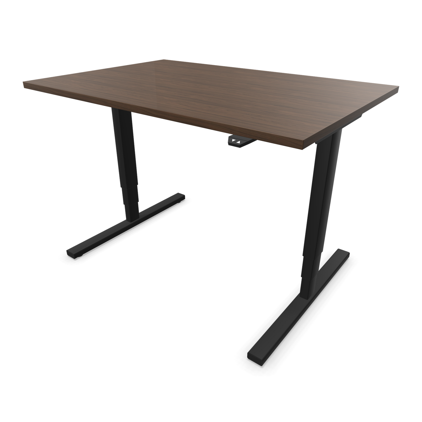 Narbutas Easy High Sitz-Steh-Schreibtisch 1200x800mm, Gestell Schwarz, Tischplatte Walnussdekor dunkel mit Struktur