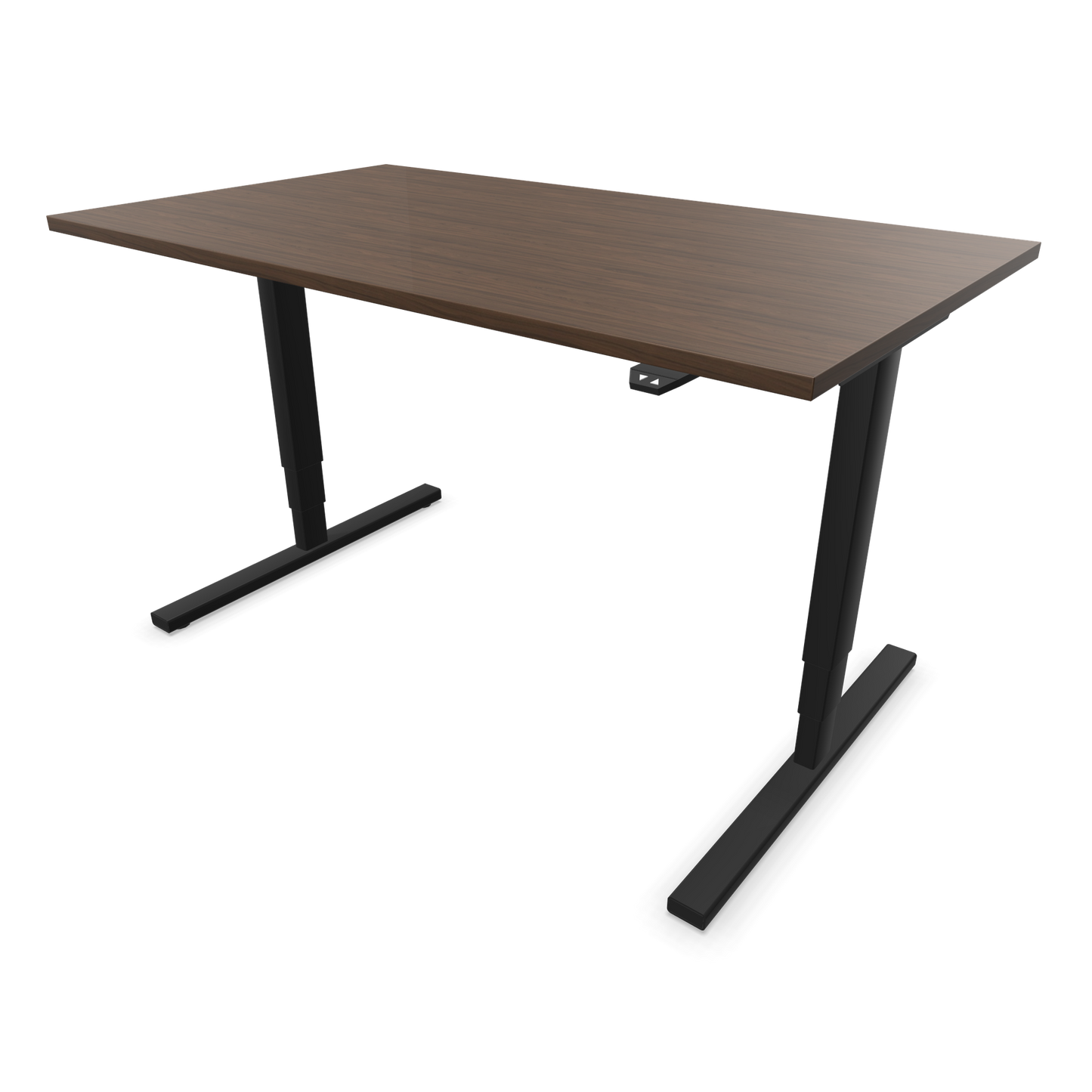 Narbutas Easy High Sitz-Steh-Schreibtisch 1400x800mm, Gestell Schwarz, Tischplatte Walnussdekor dunkel mit Struktur