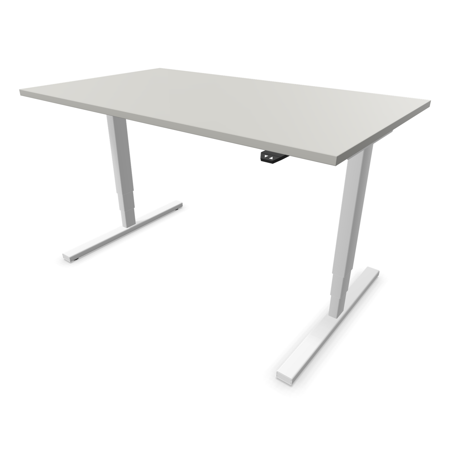 Narbutas Easy High Sitz-Steh-Schreibtisch 1400x800mm, Gestell Weiss, Tischplatte Perlgrau