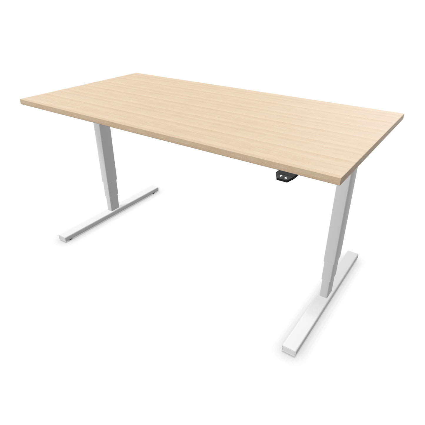 Narbutas Easy High Sitz-Steh-Schreibtisch 1600x800mm, Gestell Weiss, Tischplatte Eschendekor sandbeige mit Struktur