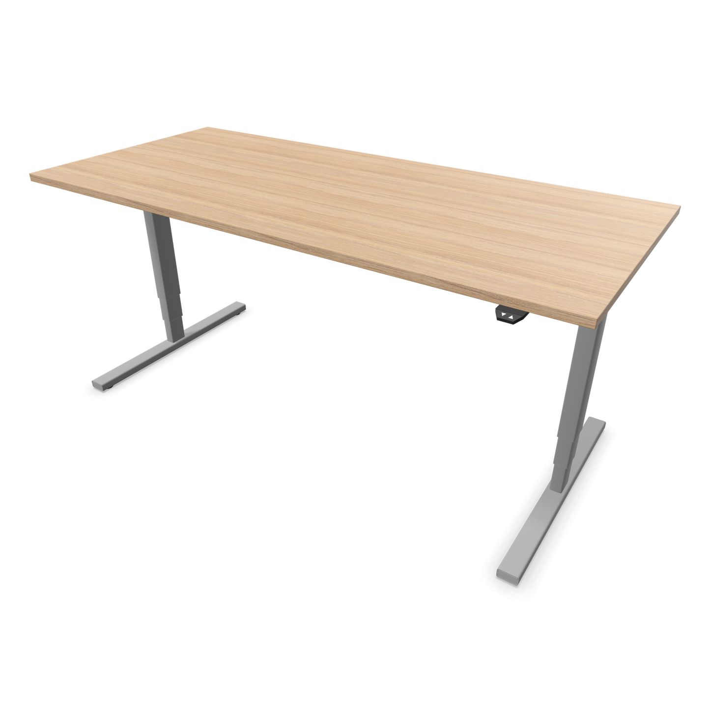 Narbutas Easy High Sitz-Steh-Schreibtisch 1800x800mm, Gestell Silbergrau, Tischplatte Bernsteineichendekor mit Struktur