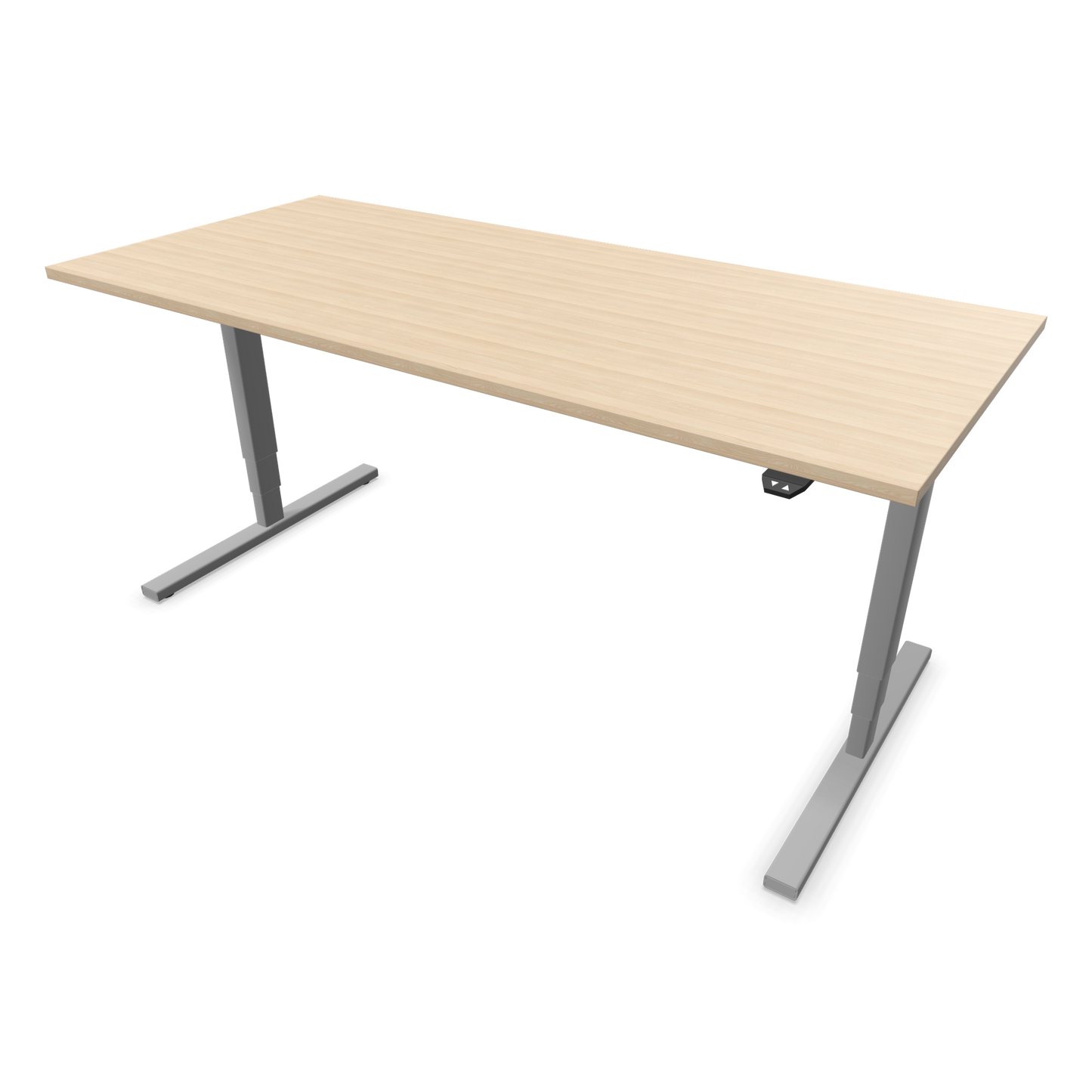 Narbutas Easy High Sitz-Steh-Schreibtisch 1800x800mm, Gestell Silbergrau, Tischplatte Eschendekor sandbeige mit Struktur