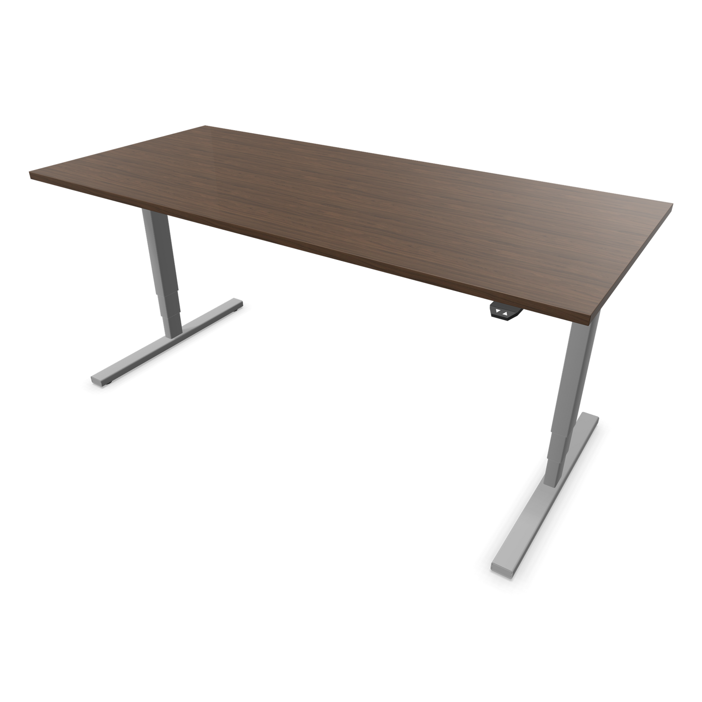 Narbutas Easy High Sitz-Steh-Schreibtisch 1800x800mm, Gestell Silbergrau, Tischplatte Walnussdekor dunkel mit Struktur