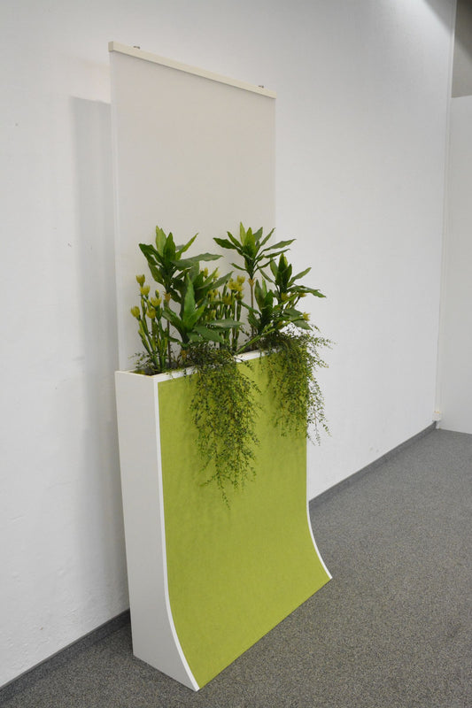 Top Design Akustik-Trennwand mit Kunstpflanzen seitliche Ansicht