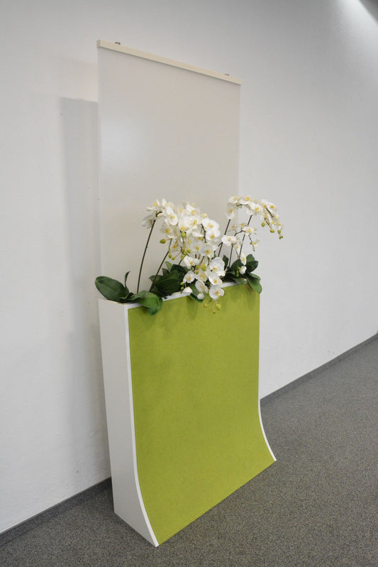 Top Design Akustik-Trennwand mit Kunstblumen seitliche Ansicht