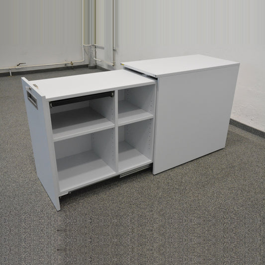 Sitag Apothekerschrank Spanplatte weiss offen von rechts