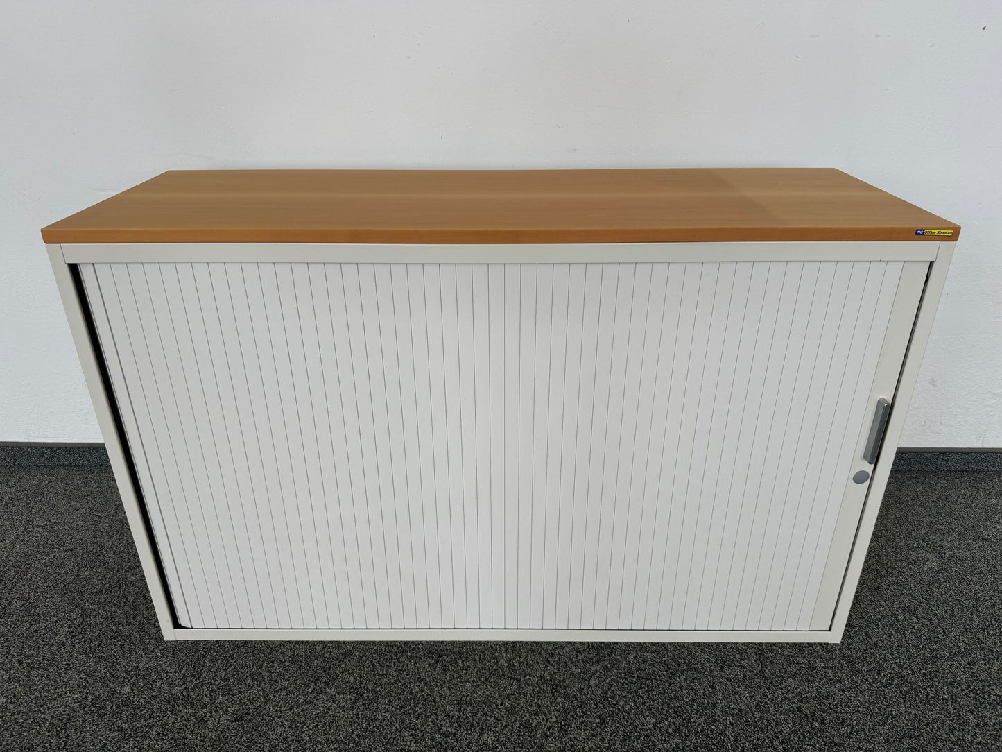 Lista Office Storage Lateralschrank Metall Weiss mit Holzdeckblatt