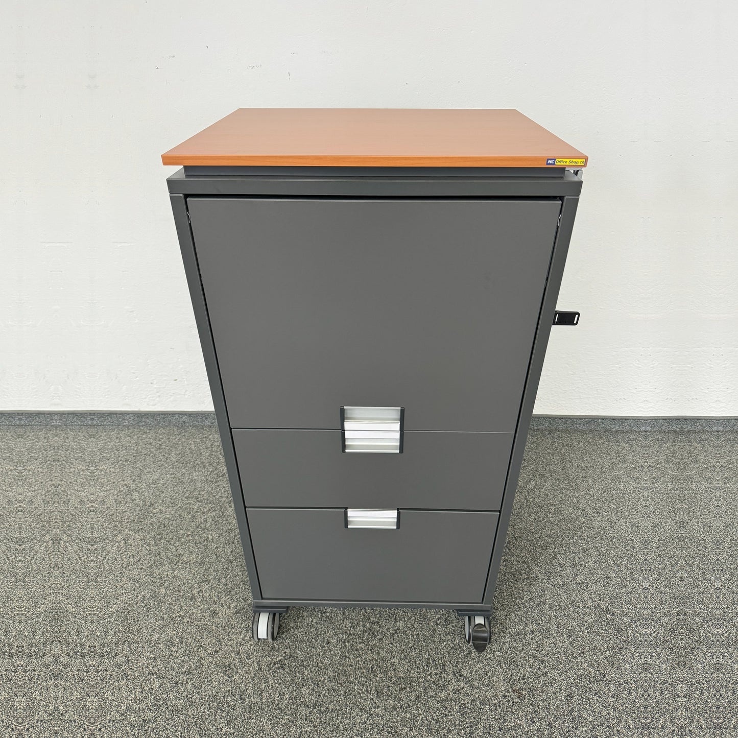Steelcase Share It Roll-Caddy Spanplatte Anthrazit mit Holzdeckblatt