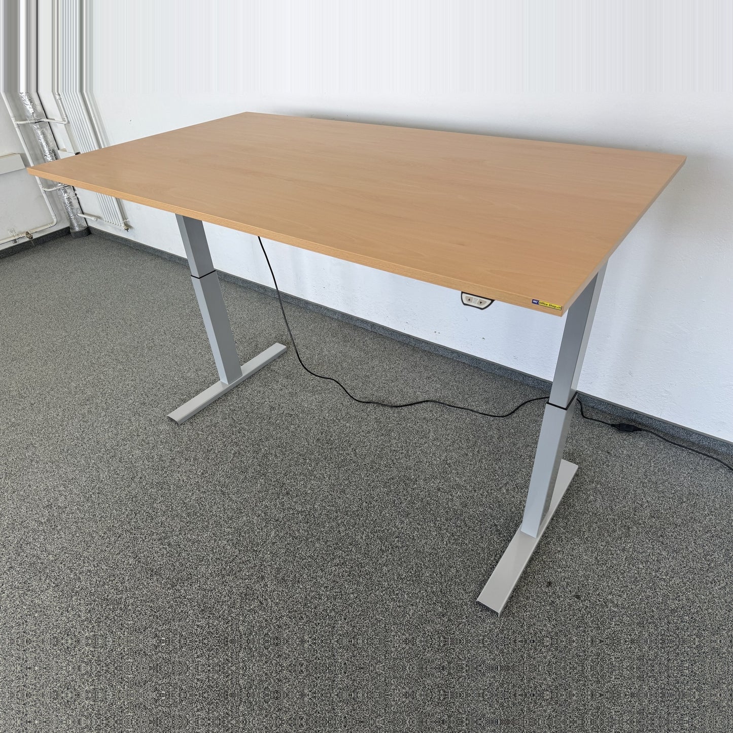 Interoffice Sitz-Steh-Schreibtisch Gestell Silbergrau