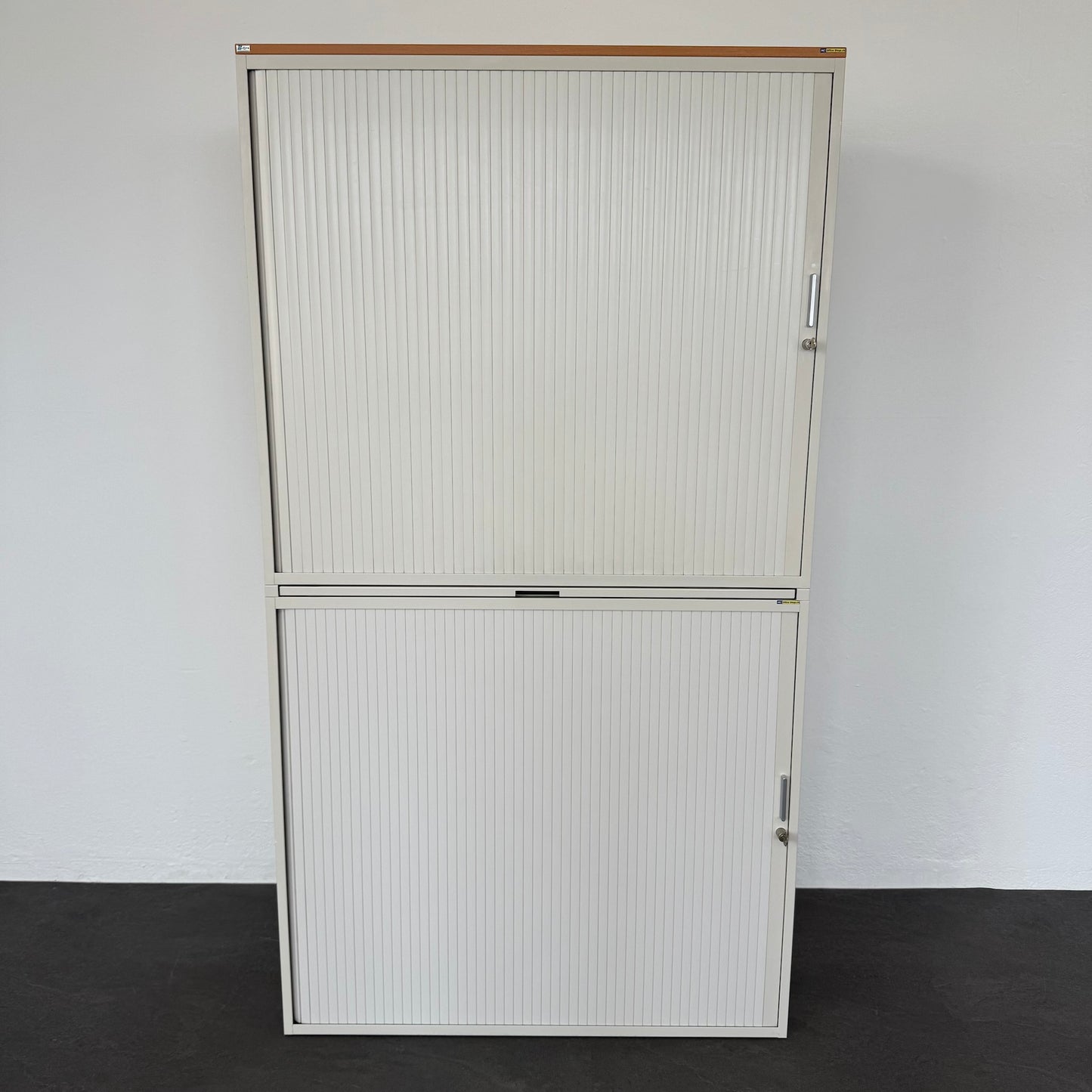 Lista Office Storage Lateralschrank Metall Weiss mit Holzdeckblatt