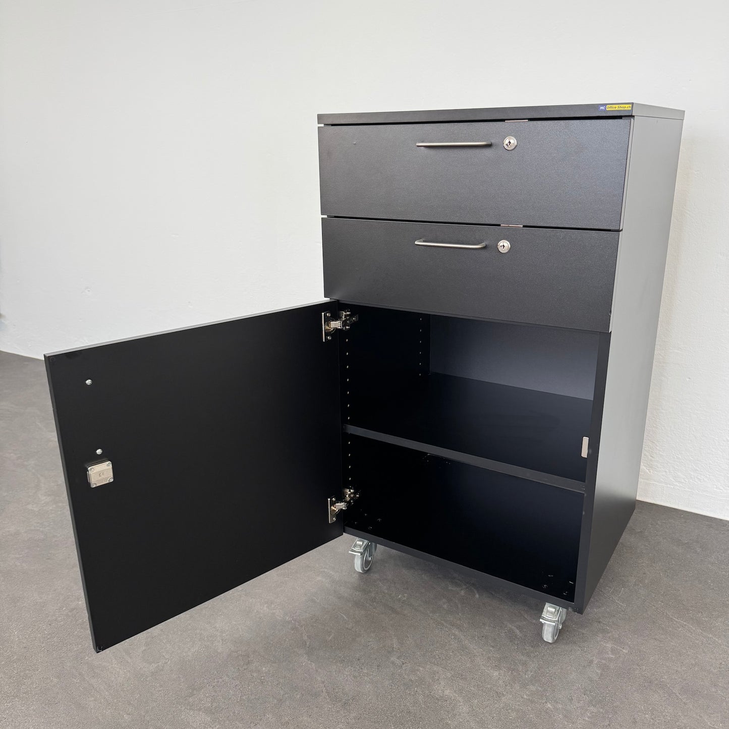 Top Design Elegante Roll-Caddy mit Flügeltüre offen