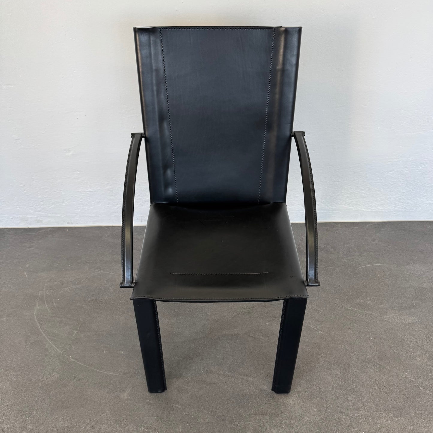 Matteo Grassi Vintage Leder Stuhl in Schwarz